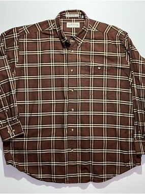 Orvis Long Sleeve Plaid Button Down Shirt, Men’s Large, 100% Cotton